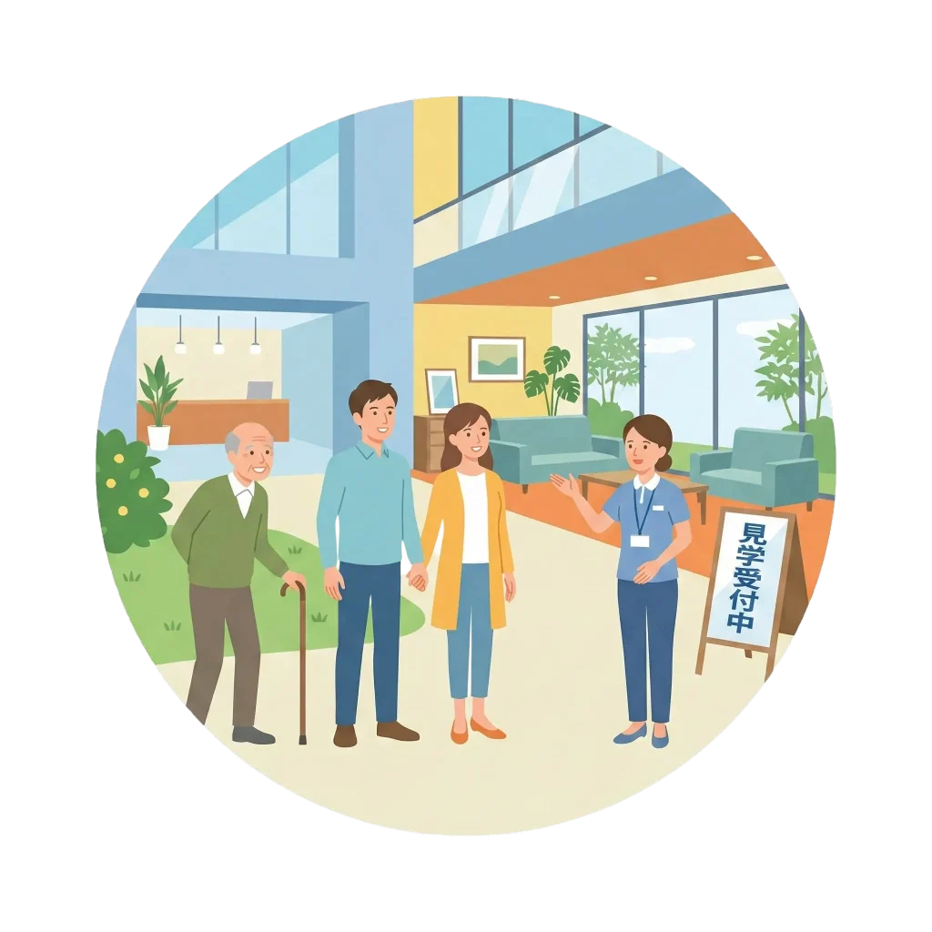 介護施設の状況を見学に行くご家族